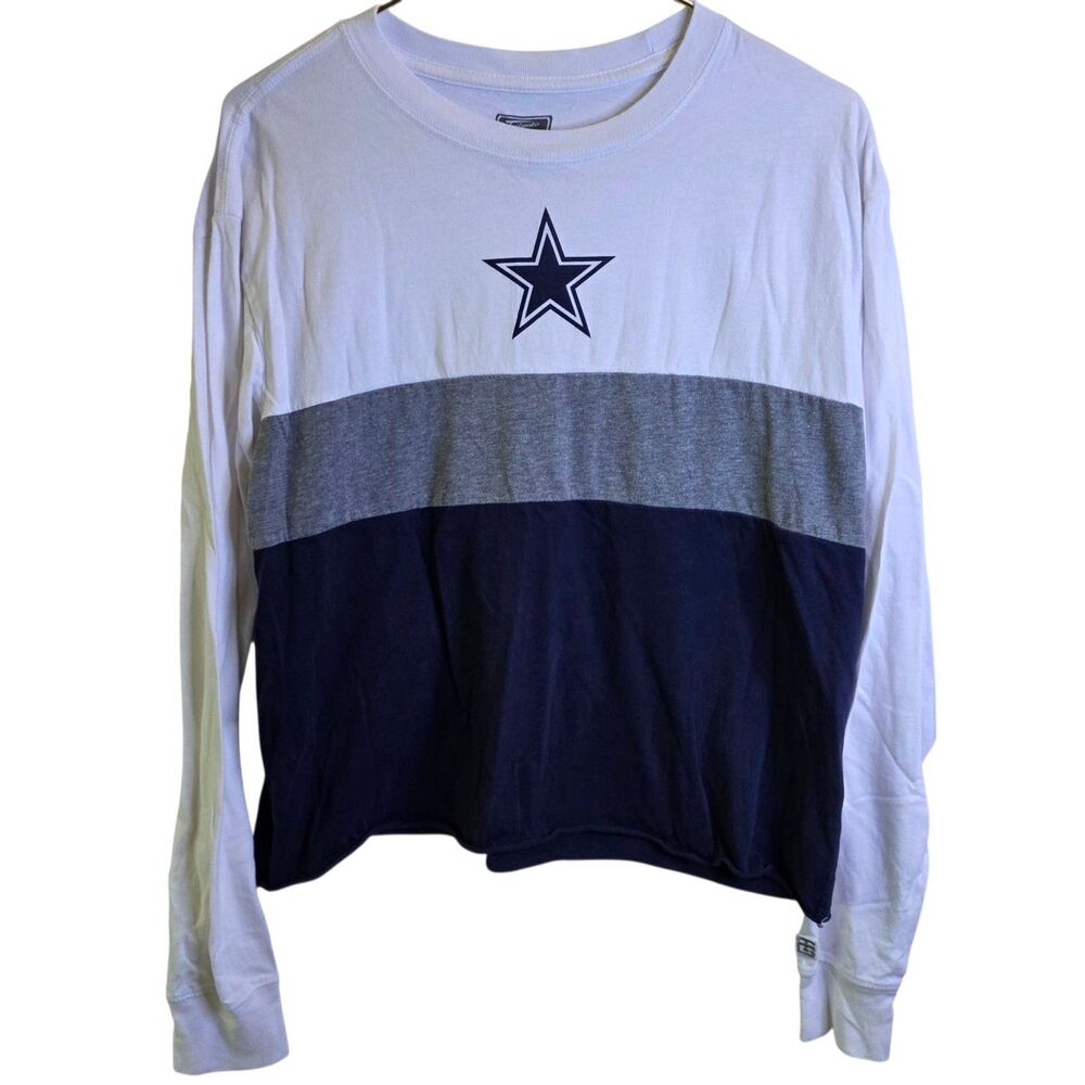 Tailgate Dallas Cowboys Women's Colorblock Long Sleeve Size XS Navy/Gray/White